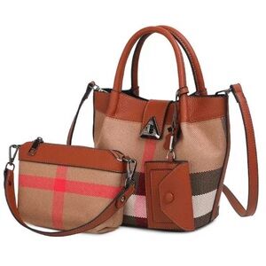 Elegant Brown and Tan Women's Handbag Set